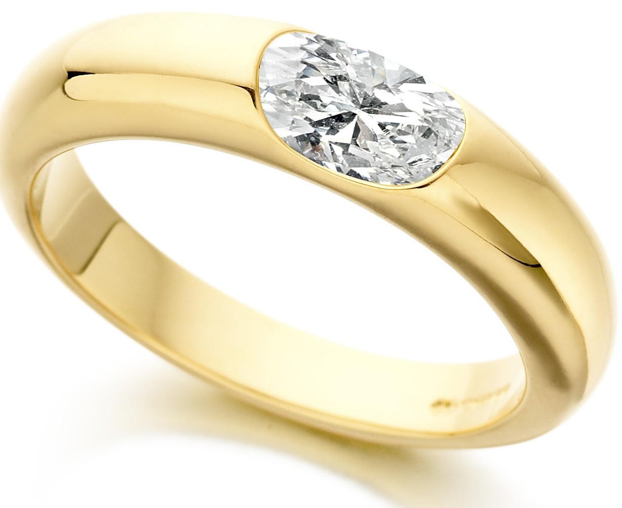 Oval Yellow Gold Diamond Engagement Ring ICD1001 Main Image